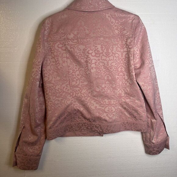 Casual Corner Womans Pink Jacquard Button Down Collared Jacket size 8 - Picture 5 of 7